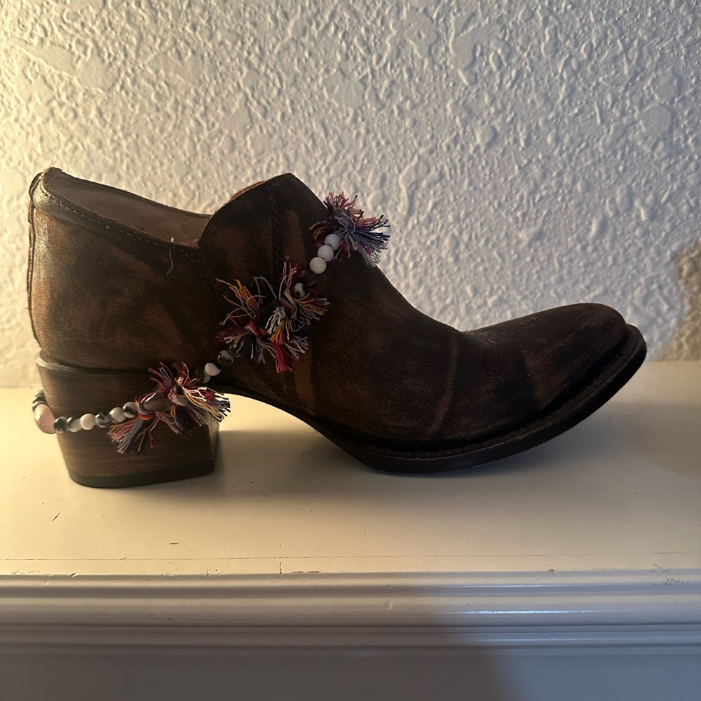 Freebird Brown Ankle Boots with Beaded Tassels